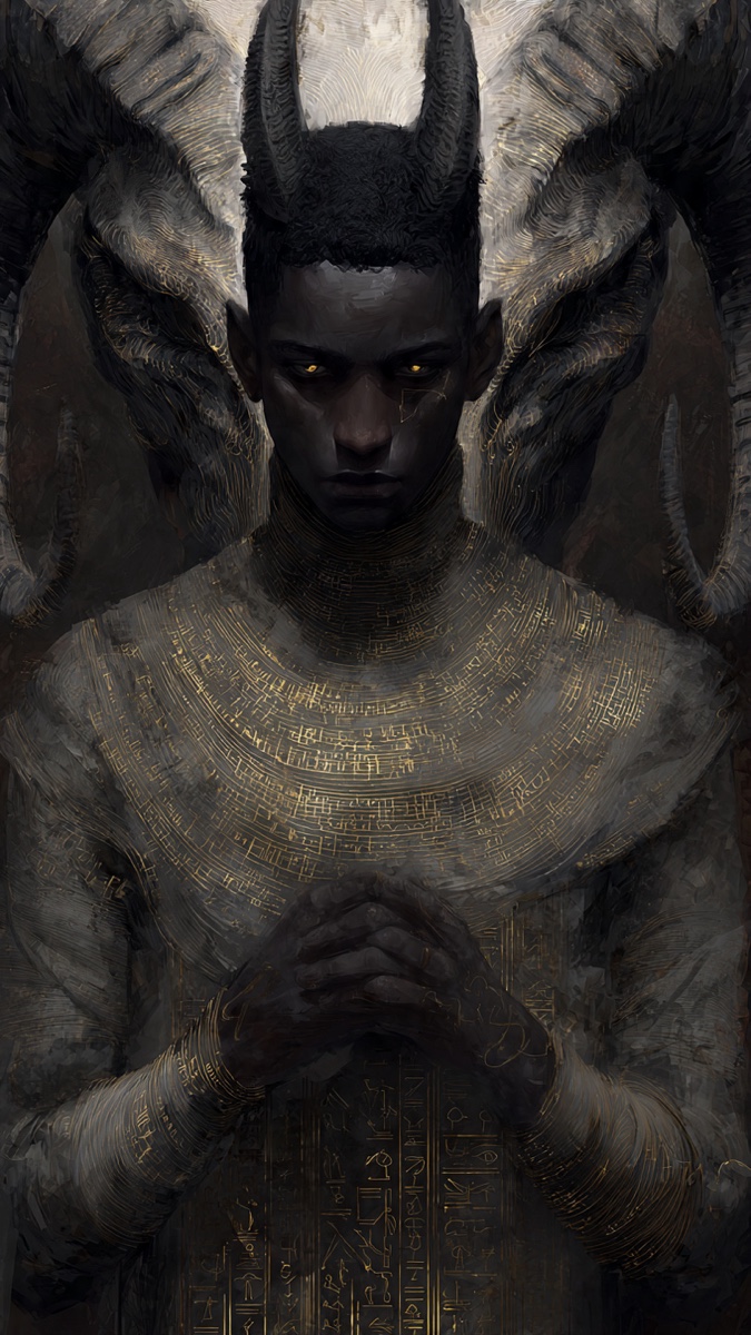 Portrait of Khenti, a fictional Dark Masons character